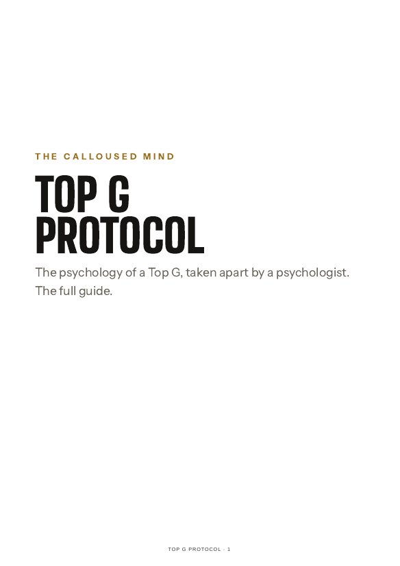 PDF cover: Top G Protocol, the full guide
